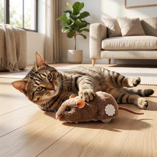 Realistic Plush Running Mouse Toy for Pets