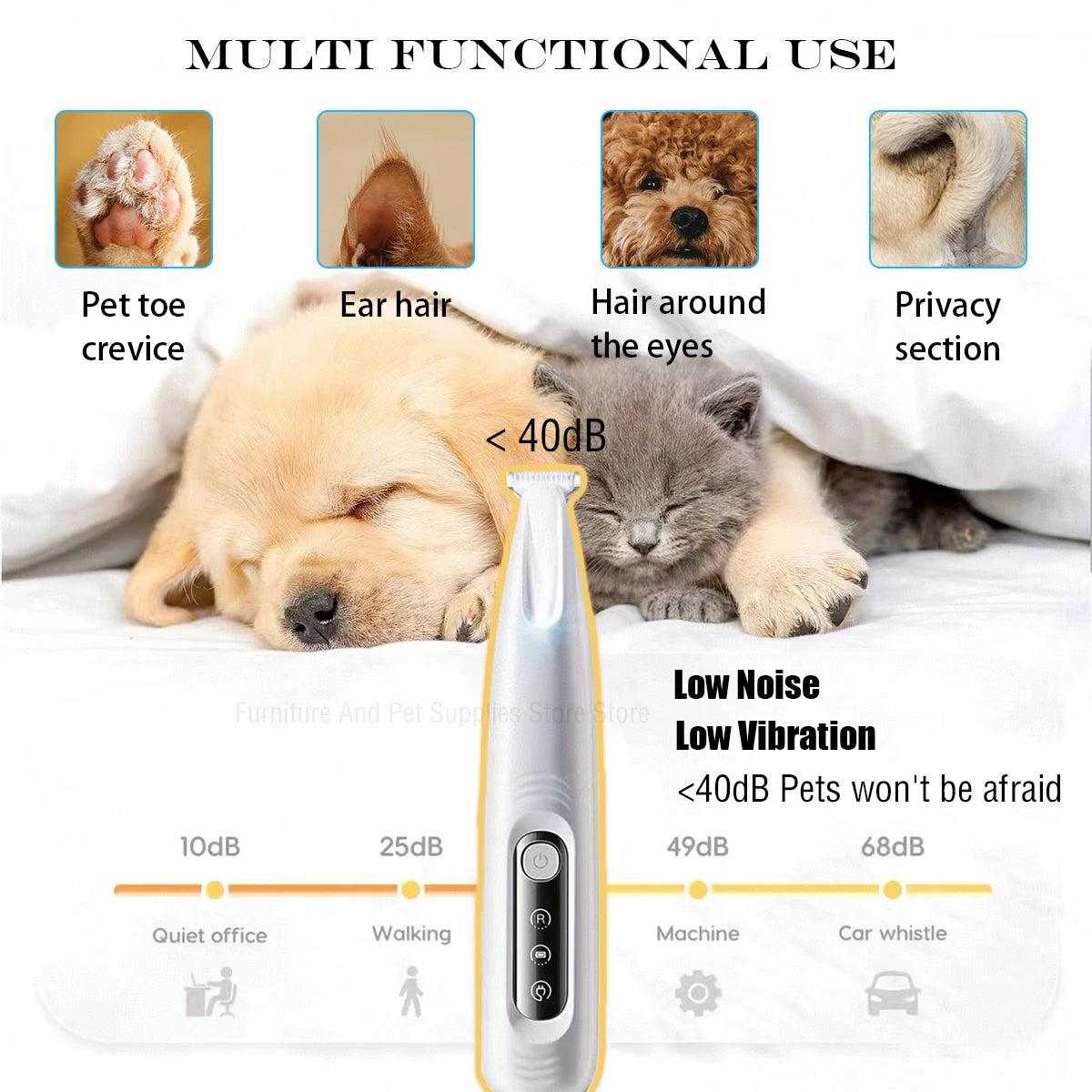 Type C Dog Paw Trimmer with LED Light